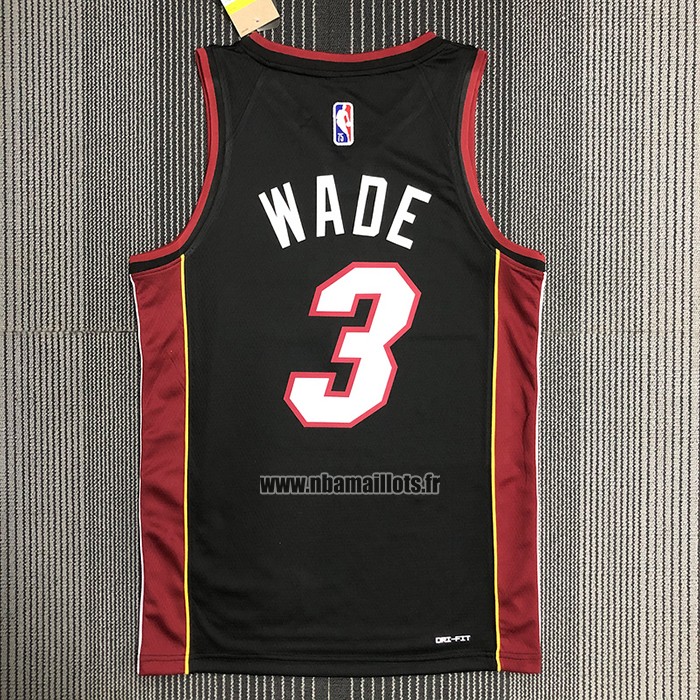 Maillot Miami Heat Victor Dwyane Wade NO 3 Icon Noir